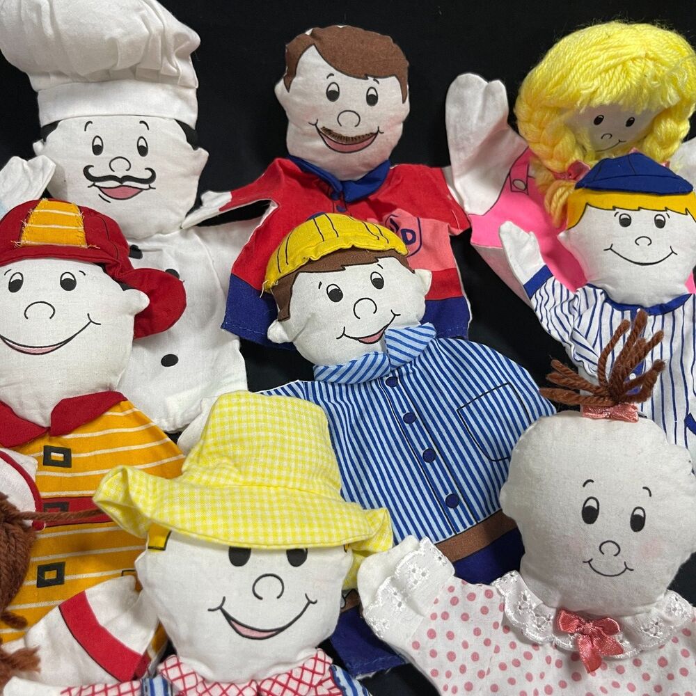 Hand Puppets Lot of 12 Towns People Teach Nurse Chef Baby - Picture 4 of 8